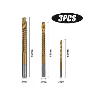 6Pcs Titanium Coated Round Shank Saw Drill Bit Set Mixed Sizes Serrated Twist Drill Multipurpose Household Drilling Tools