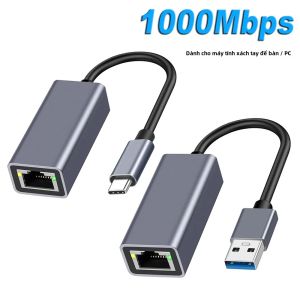 USB Loại C Ethernet Adapter 1000Mbps RJ45 Card Mạng Cho MacBook PC Windows XP 7 8 10 Android - USB 3.0 Lan Cáp Internet