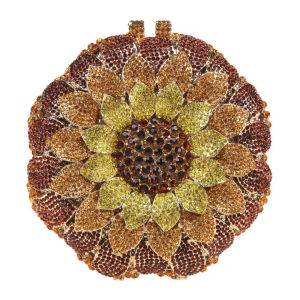 Rhinestone bag sunflower diamond womens bag metal hollow diamond inlay dinner bag banquet dress evening bag
