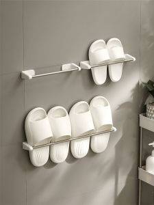 Japanese Style Bathroom Slipper Rack Wall Mounted Shoe Storage Shelf No Drilling Required Metal Shoe Holder for Home Use