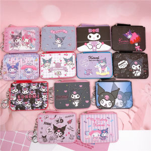 ULEEK  Sanrio Kuromi Wallet PU Leather Id Card Holder Cute Hello Kitty Coin Purse Keychain Backpack Pendant My Melody Girl Gift