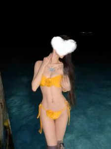 Womens Bikini Swimsuit Tangshan Yellow Strapless Slimming V-neck Triangle Design with Chest Pad No Steel Support Beach Vacation