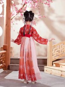 TIMIA Folk Dance Chinese Children Girls Hanfu Tang Dynasty Cosplay Performance Chinese Kids Girls Ancient Dress Traditional Red Color Children Girls Ancient Costume Holiday