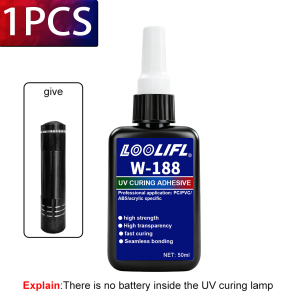 1-5Pcs W-188 Super Strong UV Fast Glue Curing Adhesive UV Resin Crystal For DIY Craft Jewelry Glass Repair With UV Curing Lamp
