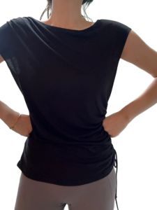 Quick Dry Long Yoga T-Shirt Womens Fitness Clothing Breathable Moisture Wicking Running Marathon Short Sleeve Drawstring Slimming Long T-Shirt