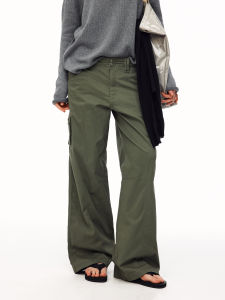 Multi Pocket Wide Leg Work Pants Neutral Summer Loose Straight