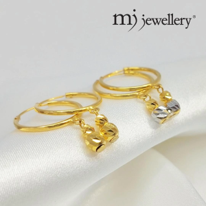 MJ Jewellery 375/9K Gold Round Loop with Beads Earrings S63