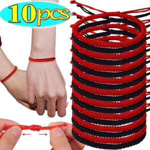 10Pcs Lucky Red Thread Bracelet Adjustable Ethnic Tibetan Buddha Woven Amulet Bracelets Women Men Handmade Braided Rope Charm Bangles Couple Friend Gift