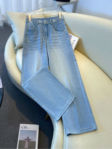 MEITESIJIAONU | Light Blue Embroidered Wide Leg High-end Women Jeans