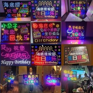 Happy Birthday LED Light Board Concert Support Glowing Letters Bar KTV Hot Pot Adjustable Brightness Fan Sign Lighting