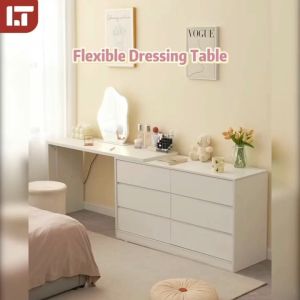 Dressing Table Makeup Table Meja Solek Vanity Table with Drawer L Shape Table Storage Cabinet Bedroom