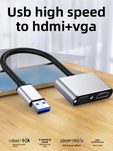 High Definition USB3.0 to HDMI VGA Converter External Display Adapter for Computer Monitor Notebook Projector TV Multi-Function Expander Dock