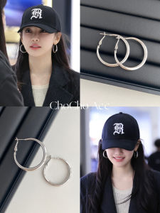 Fashionable Silver Large Circle Earrings Commute Womens Style Chocho Ning Yizhuo Jewelry Accessory Korean Alloy Plated