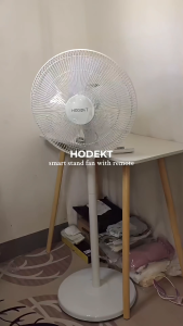 HODEKT Electric Stand Fan 16 Inch Dual Height Smart Touch Screen Control with Controller Wired Natural Breeze-Simulating 6 Level Adjustable Multi-Angle Swing