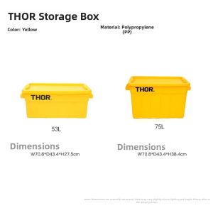 Thor Large Capacity Plastic Storage Box Clothes Organizer for Home Car Underbed Garage Cover Included Moving Handle Included