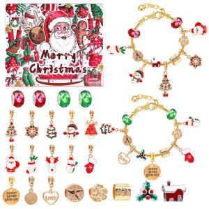 Giáng Sinh Vòng tay hạt charm Làm Kit 24 Lưới Advent Lịch Bất Ngờ Hộp đồ chơi sưu tập Món Quà Sáng Tạo Cho nữ phụ nữ Trẻ Em Tuổi Teen