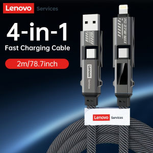 Lenovo | Lenovo Zinc Alloy 240W 5A 4-in-1 Fast Charging Cable Digital Display for iPhone Samsung S24 S23 S21 Xiaomi Huawei OPPO OnePlus