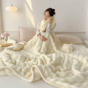 Thick Plush Rabbit Fleece Bubble Blanket