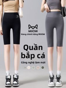 miiow | Cat Shark Summer Thin Yoga Pants Womens Outdoor Wear Black Base Layer Five-Quarter Length Sport Riding Tummy Control Butt Lifting