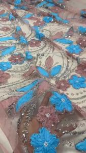 NiAi Lace French Beaded Lace Fabric 3 Yards 2026 New African Nigerian Jacquard Gilded Damask Lace for Sewing Women Party Dresses