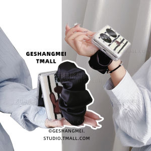 Elastic Striped Wristband Phone Case for Huawei Pocket2/Purax/OppoFindN3/SamsungZFlip5/6/VivoX/HonorMagicV/XiaomiMixFlip2 FoldableScreen Womens Model