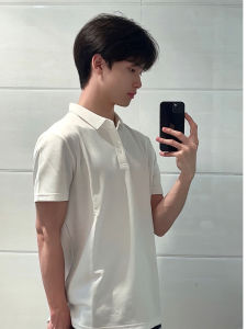 White Polo Shirt Mens 2025 New Style Hoodie Collar Cleanfit Premium Inner Wear Top Loose Fit Button Design Spring Fashion