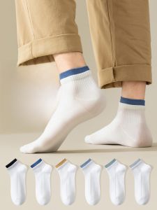 JINGCHI | Mens Cotton Running Socks Double-Cuff Short Tube Thin Black Sports Socks Teenage White Ankle-length Anti-Odor Summer Socks