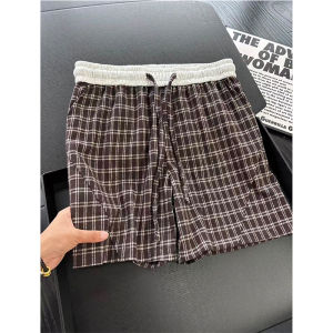 ZHUOCAN | Quần Short Nam Đính Cải Carô Xanh Dài Suốt Mùa Hè