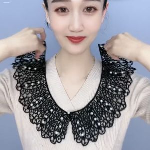 Lace Hollow Bead Pearl Collar