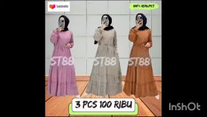 TERBARU GAMIS JUMBO MOTIF POLKADOT BAHAN CERUTY MODEL KEKINIAN