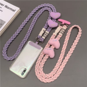 Cute Heart Style Decoration Cellphone Lanyards Phone Anti-theft Long Woven Lanyard Sturdy and Durable Mobile Phone Strap