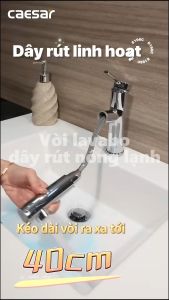 Vòi rửa tay rút dây nóng lạnh 2 đường nước Caesar B196CU Cam kết chính hãng ( đã bao gồm xi phông )