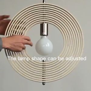 Rotating Wooden Pendant Light Modern Round Ball Chandelier Pendant Lamp Adjustable Height Light Fixture for Dinning Kitchen Bar