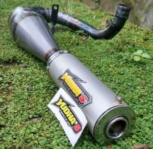 knalpot Vespa racing kiri buang kiri slencer alumunium suara garing cring berkualitas murah