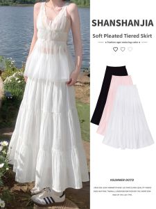 XIANYIJIAO | White Large Size A-line Fluffy Skirt