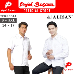 Pojok Busana ALISAN Kemeja Putih Pakaian Dinas Harian Lapangan Pria Panjang Pendek - Baju Kerja Kantor PDH PDL Pangkat Pilot