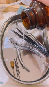 High Quality 304 Stainless Steel Curved Disinfection Tray Waist Tray Anti Iodine Voltage Metal Nail Art Beauty 不锈钢弯腰消毒托盘