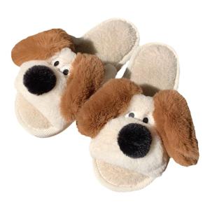 Cozy Home Slippers for Men And Women Cute Cartoon Dog Design Cotton Slippers Indoor Warmth Korean Style Fall Winter Couple