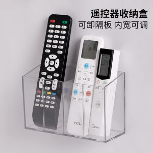 Wall-Mounted Remote Control Storage Box Air Conditioner TV Holder Organizer Transparent Japanese Style Rectangular PET Material