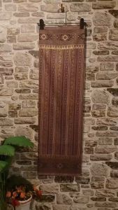 202.ผ้าฝ้าย ผ้าทอทั้งผืน ลายบุพเพสันนิวาส สีม่วง