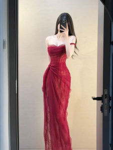 CHANGTONG | Đầm Bodycon Đỏ Dài Tối Thượng Lãm