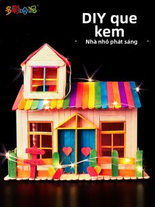DUOCAIHANI | DIY House Model Kit Colored Ice Cream Sticks