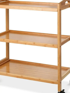 Factory Wholesale Bamboo Multi-Functional Kitchen Rack Dining Car Customized Trolley Restaurant Hot Pot Restaurant Multi-Layer Vegetable Rack