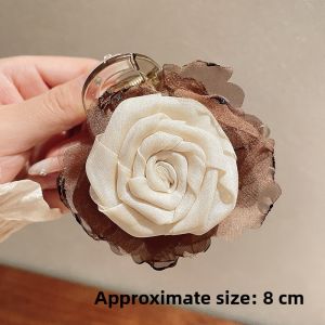 Handmade Rose Hair Clip New Chinese Style Fresh Outburst Spring Summer Atmosphere Half up Flowers Hair Card Luxury Feeling Hair Accessories