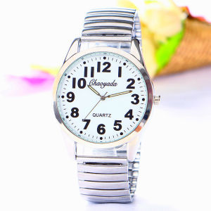 Luminous Middle-Aged and Elderly Watch Waterproof Watch for the Old Mens Watch Womens Watch Large Number Steel Belt of Spring Quartz Watch Elastic Band