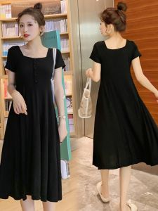 Maternity Slimming Cotton Modal T-Shirt Dress Long Knee-length