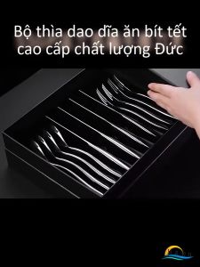 [Set 12 Món] Bộ Dao Dĩa Ăn Bít Tết Inox 304 SSGP Thiết Kế Tự Đứng Thông Minh Lưỡi Dao 4 Lớp Kiểu Đức Siêu Sắc Dụng Cụ Ăn Steak Sang Trọng Cao Cấp Đạt Chất Lượng LFGB Đức
