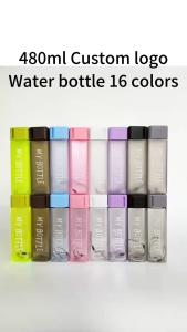 Botol Minum Kotak 500mL Ringkas dan Gaya dengan Tali Pegangan