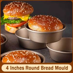 4 Inches Carbon Steel Metal Cheese Pan Cake Mold Air Fryer Mini Round Bread Mould Tart Holder Pudding Jelly DIY Bakery