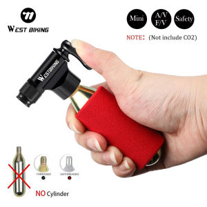 WEST BIKING Mini Bicycle CO2 Pump Portable Tire Inflator For Schrader Presta Adapter MTB Road Bike Aluminum Alloy Automatic Pump
